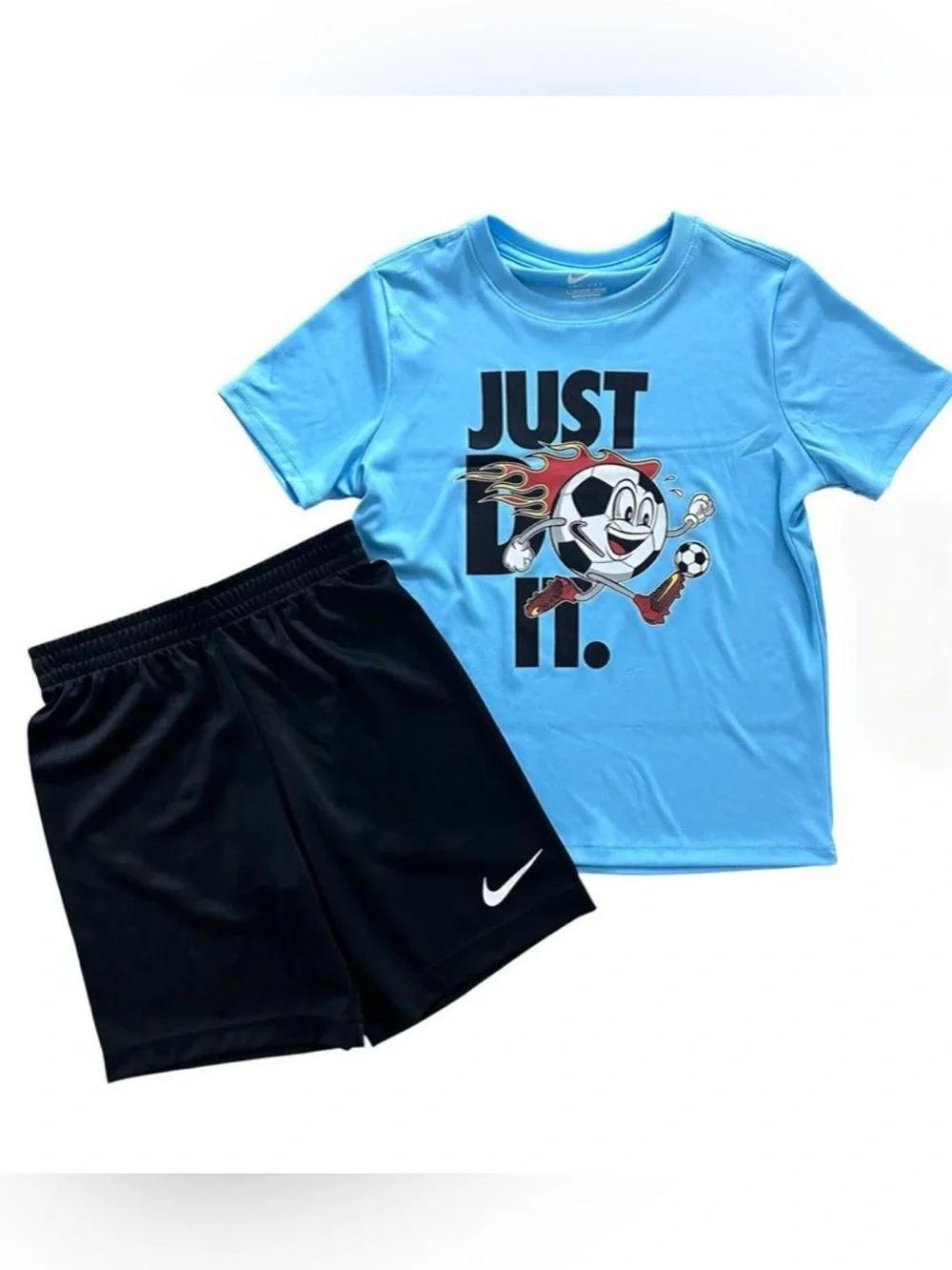 Nike Boys ⚽️ Dri-FIT 2 Piece Shorts Set Size 6 Blue Soccer Graphic Outfit NWT